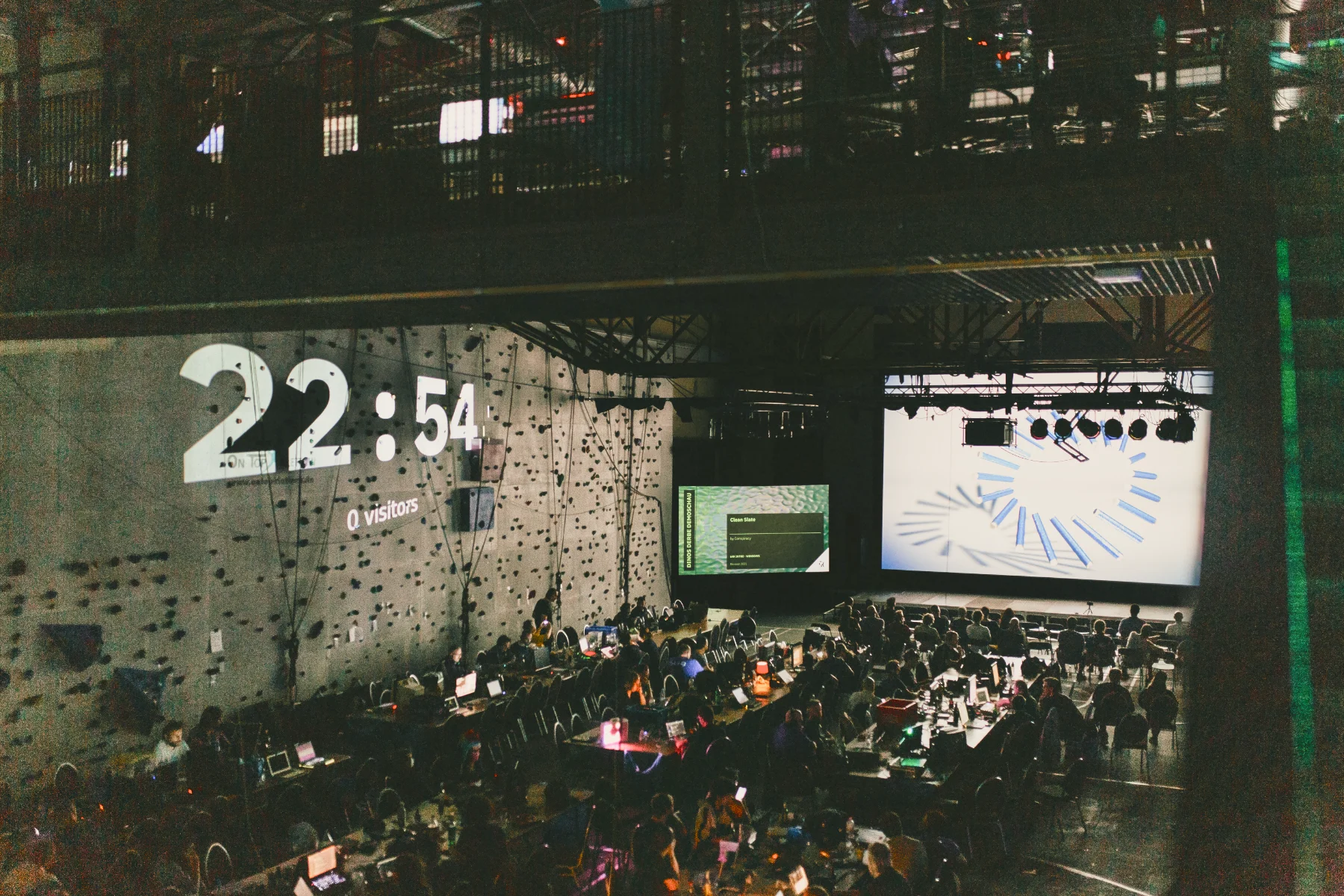 A wonderful shot of the main hall of the AbenteuerHallenKALK during Evoke 2022.