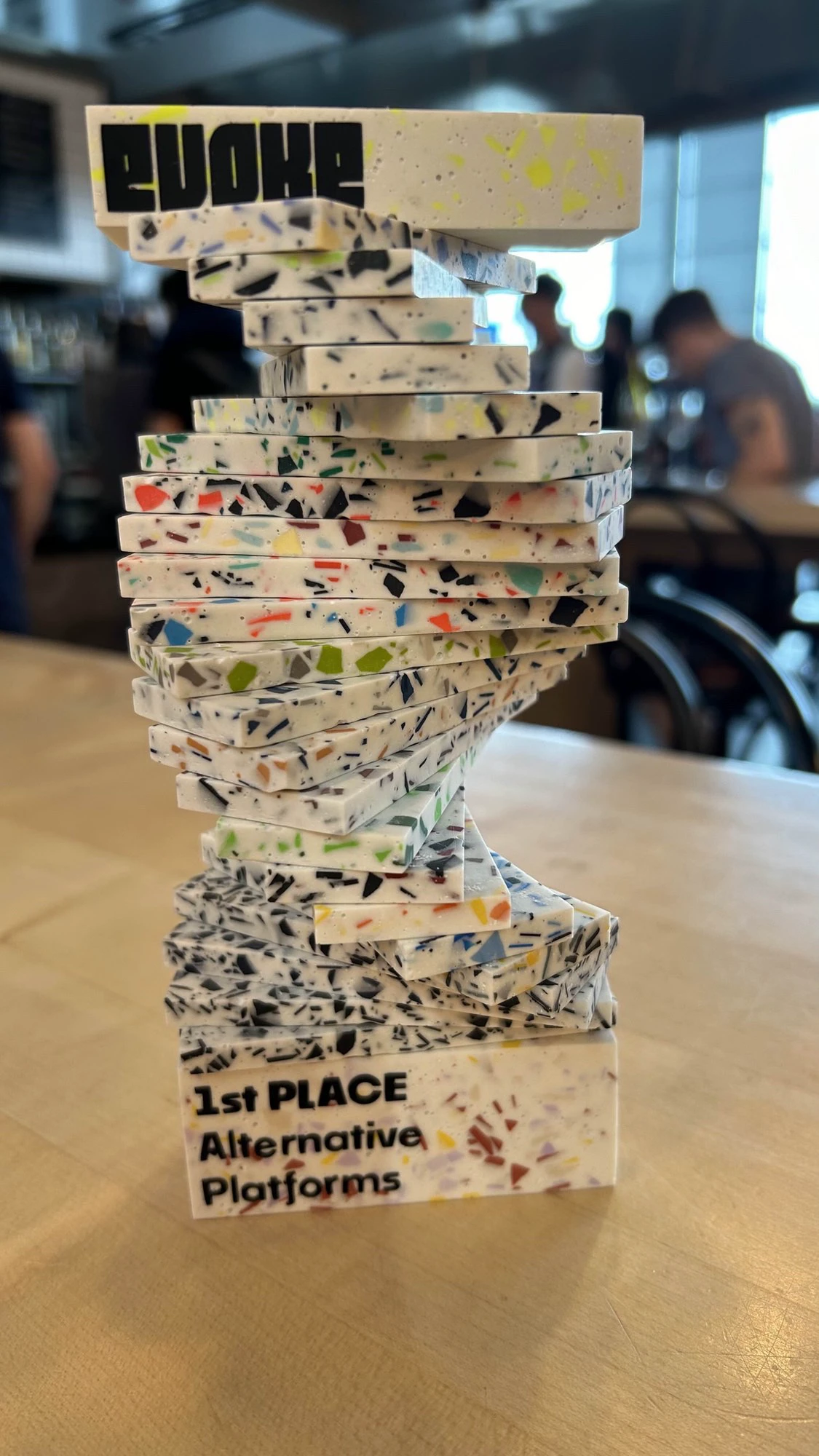 The beautiful trophy, designed by Bundy.