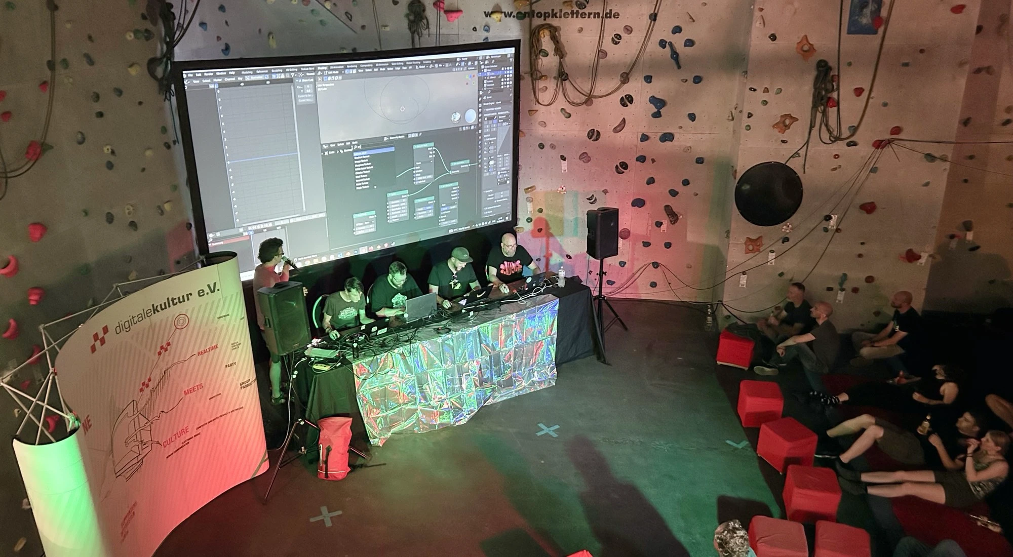 In the Patch Battle, participants used realtime graphics tools to create demos live on stage.