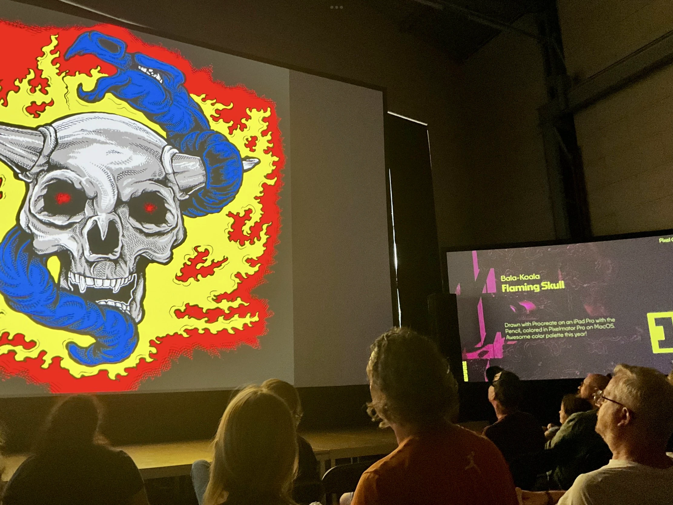 My submission displayed on the large wall at Evoke 2024