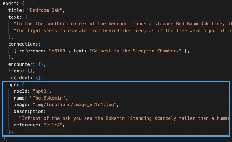 An entry with NPC data