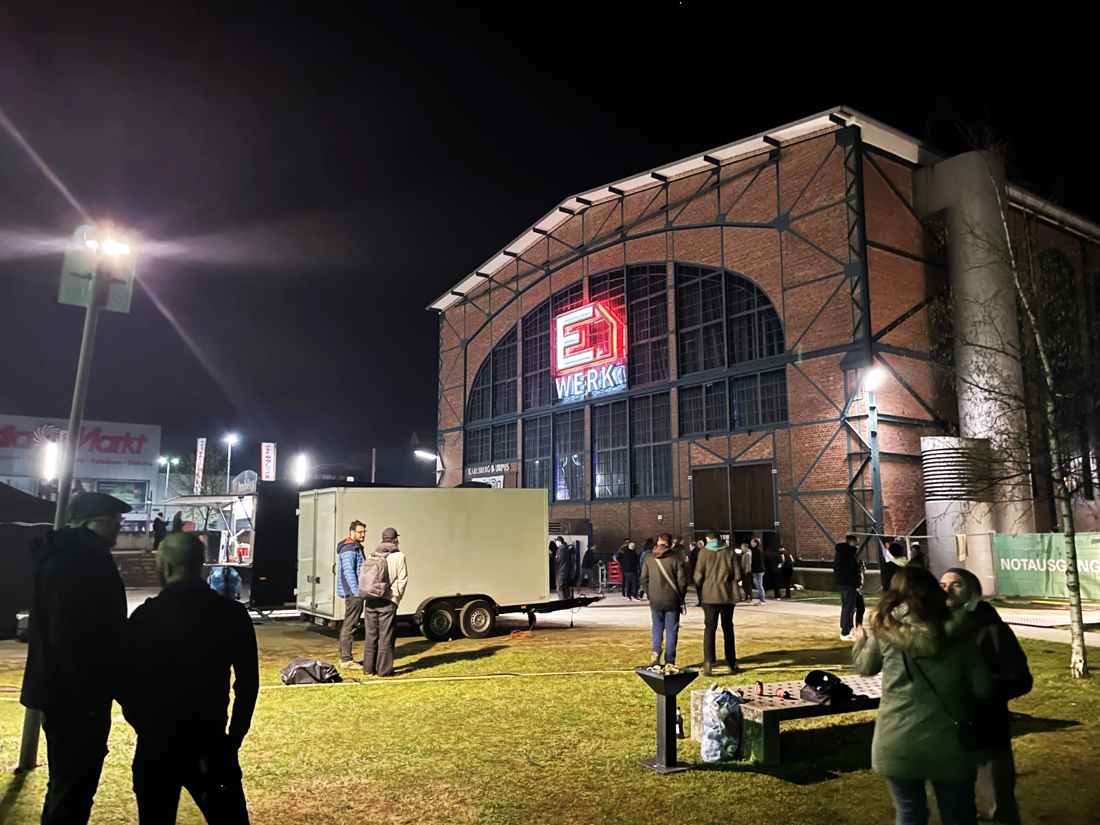 An outside view of the E-Werk venue, a former industrial building.