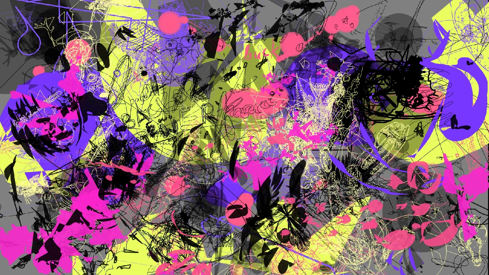 Basis for the paintover competition: a jumbled mess of shapes, lines and colors. The challenge is to paint over this base with your own interpretation.