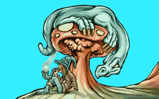 Work-in-progress stage 5 of The Unseen Threat pixel artwork.